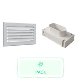 Kit Grille de soufflage lames courbes aluminium blanc mate 300 x150 mm + Plénum en ABS pour grille de soufflage de 300 x150 mm - BAILLINDUSTRIE