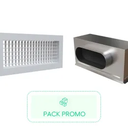 Kit grille de soufflage double déflexion 400x150 + Plénum acier isolé extra plat 400x150 - BAILLINDUSTRIE