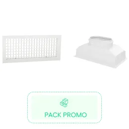 Kit Grille de soufflage double déflexion 300x150mm- Blanc + Plénum de soufflage ABS 300x150 - 1 piquage  Ø160mm